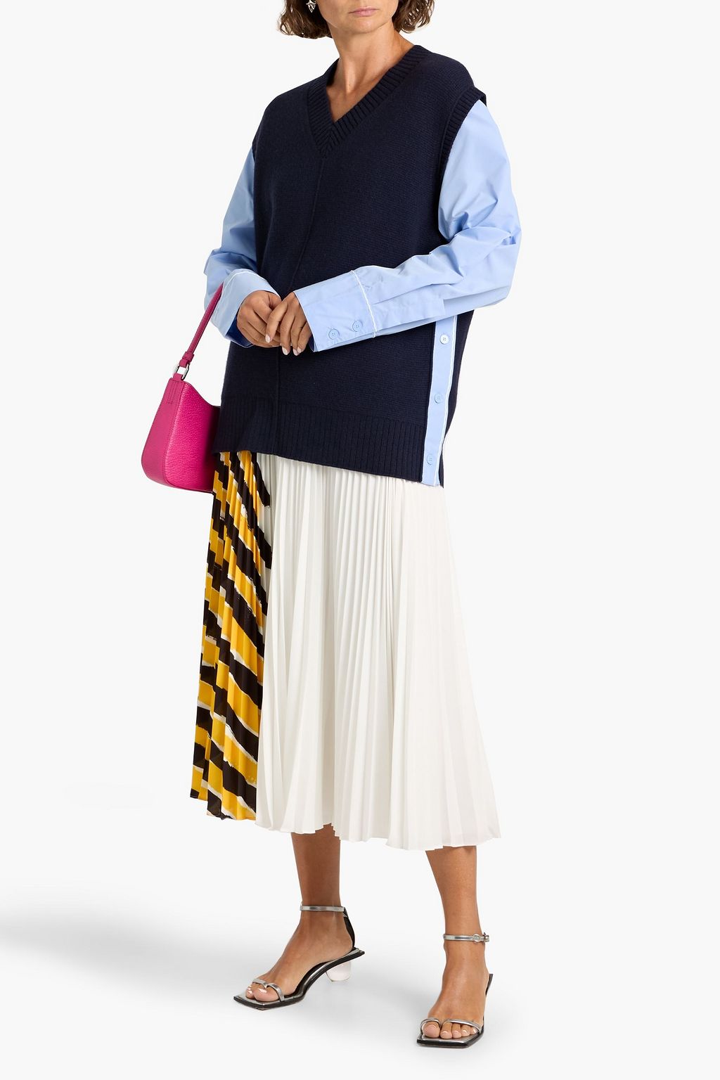 3.1 PHILLIP LIM Poplin-paneled knitted sweater