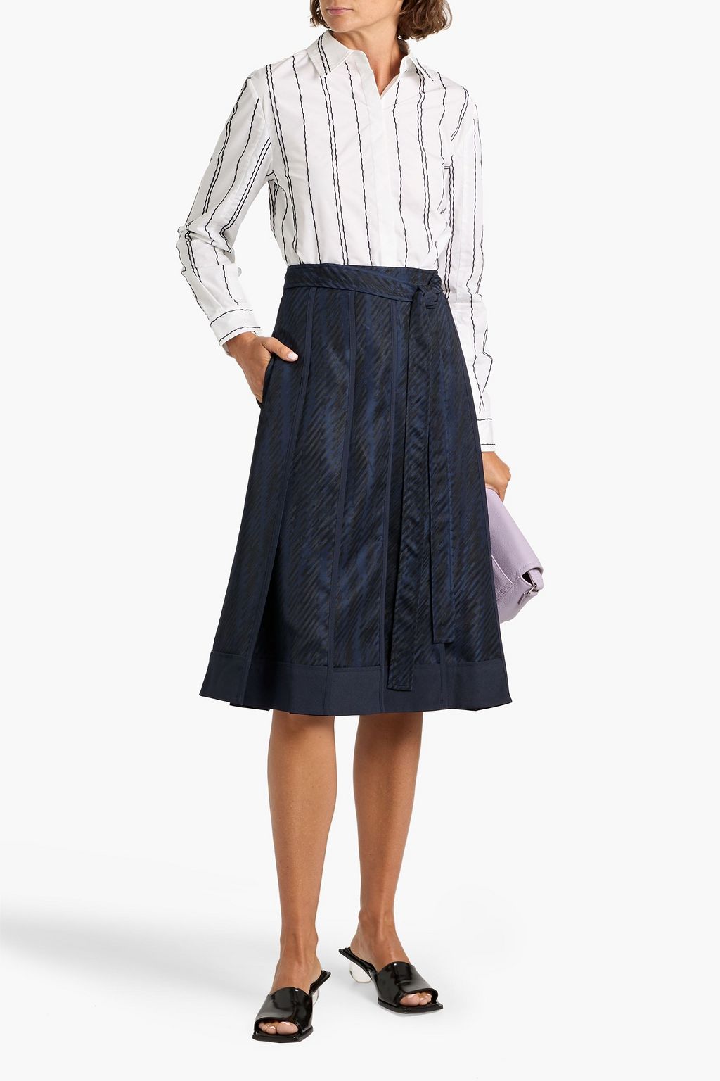3.1 PHILLIP LIM Pleated satin-jacquard skirt