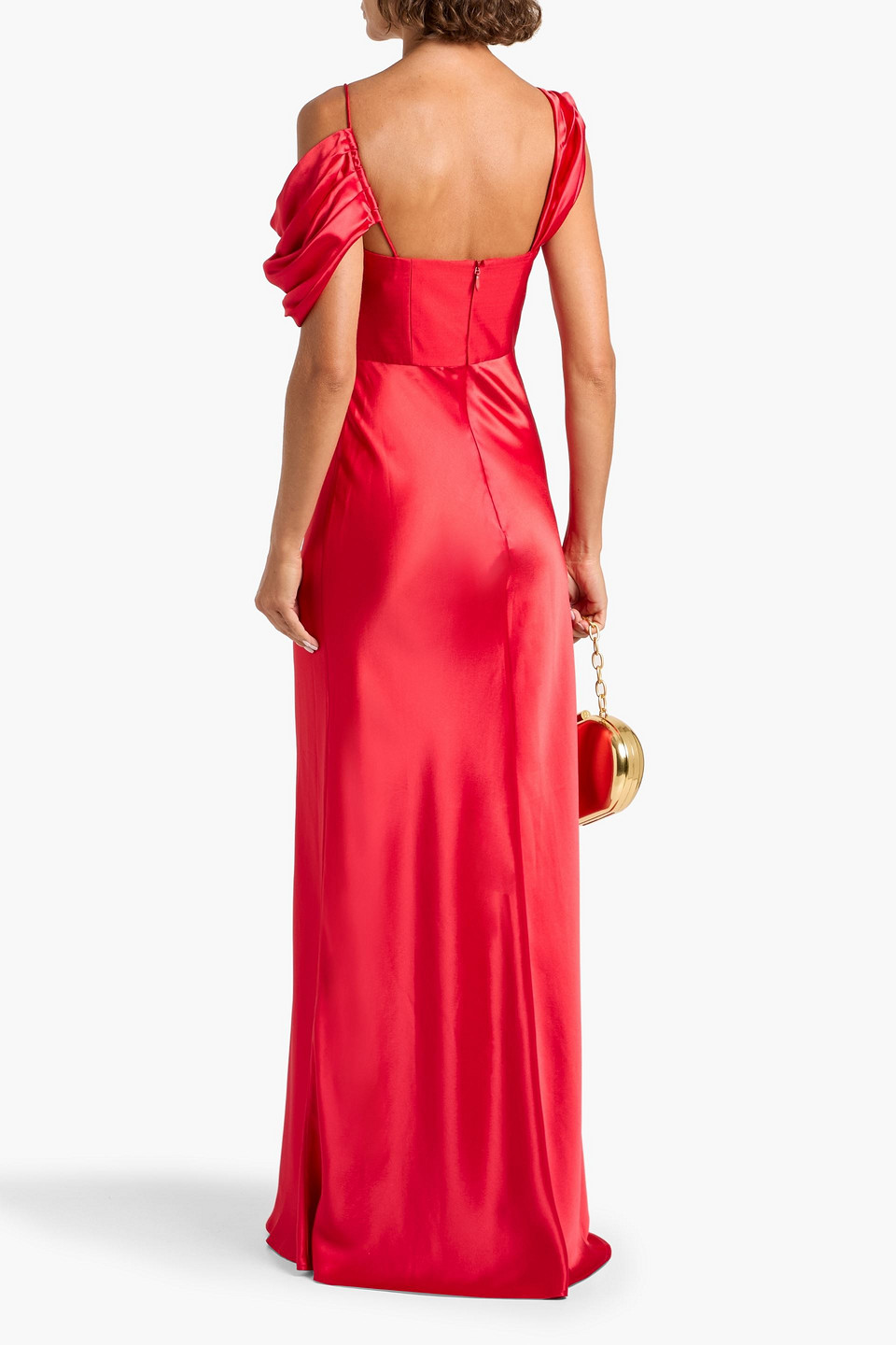 Rachel Gilbert Sawyer Draped Satin Gown In Red
