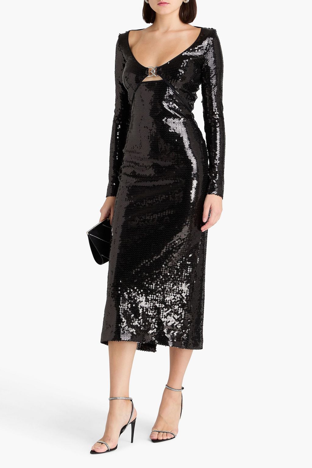 DAVID KOMA Cutout sequined tulle midi dress