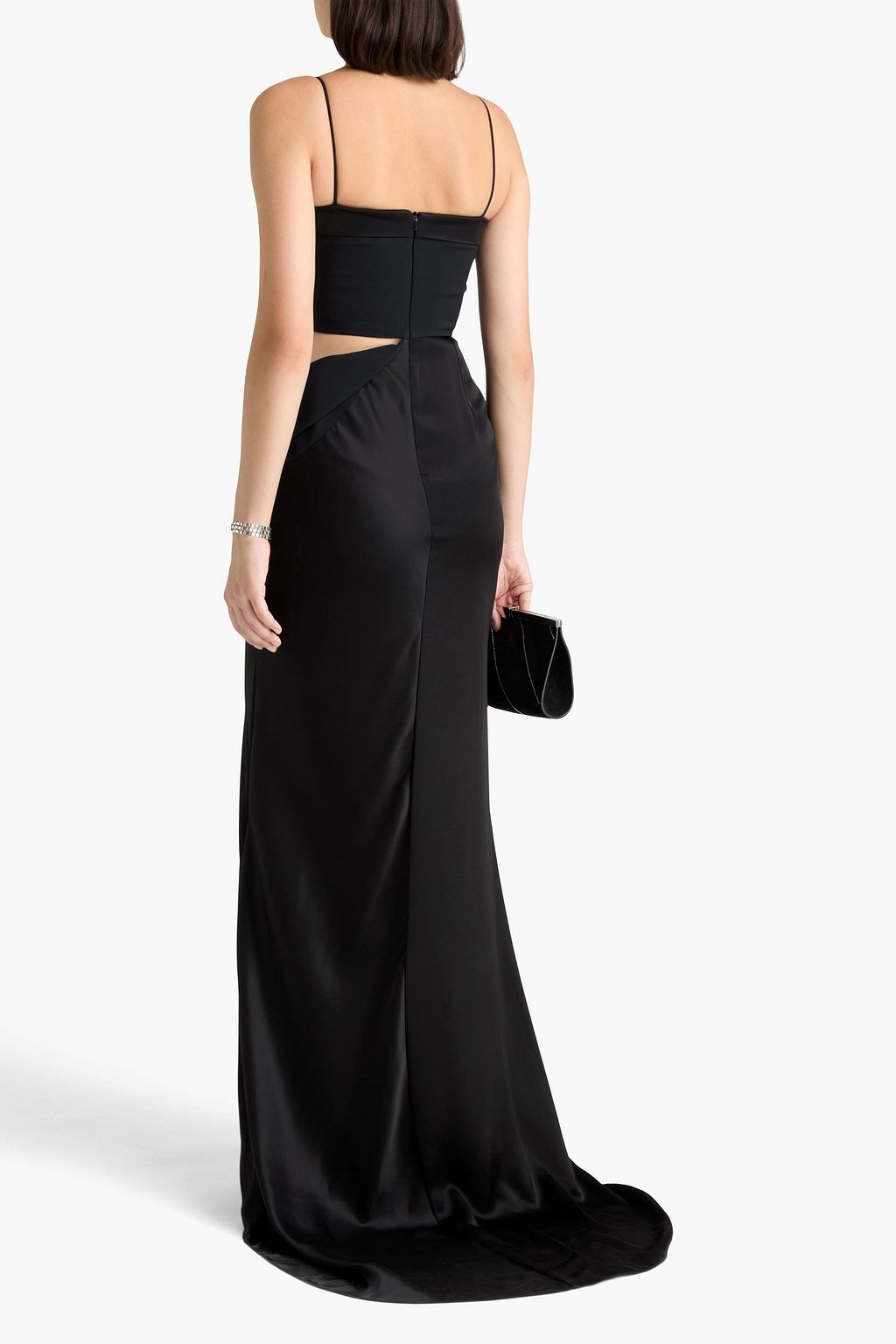 DAVID KOMA Tulle-paneled satin gown