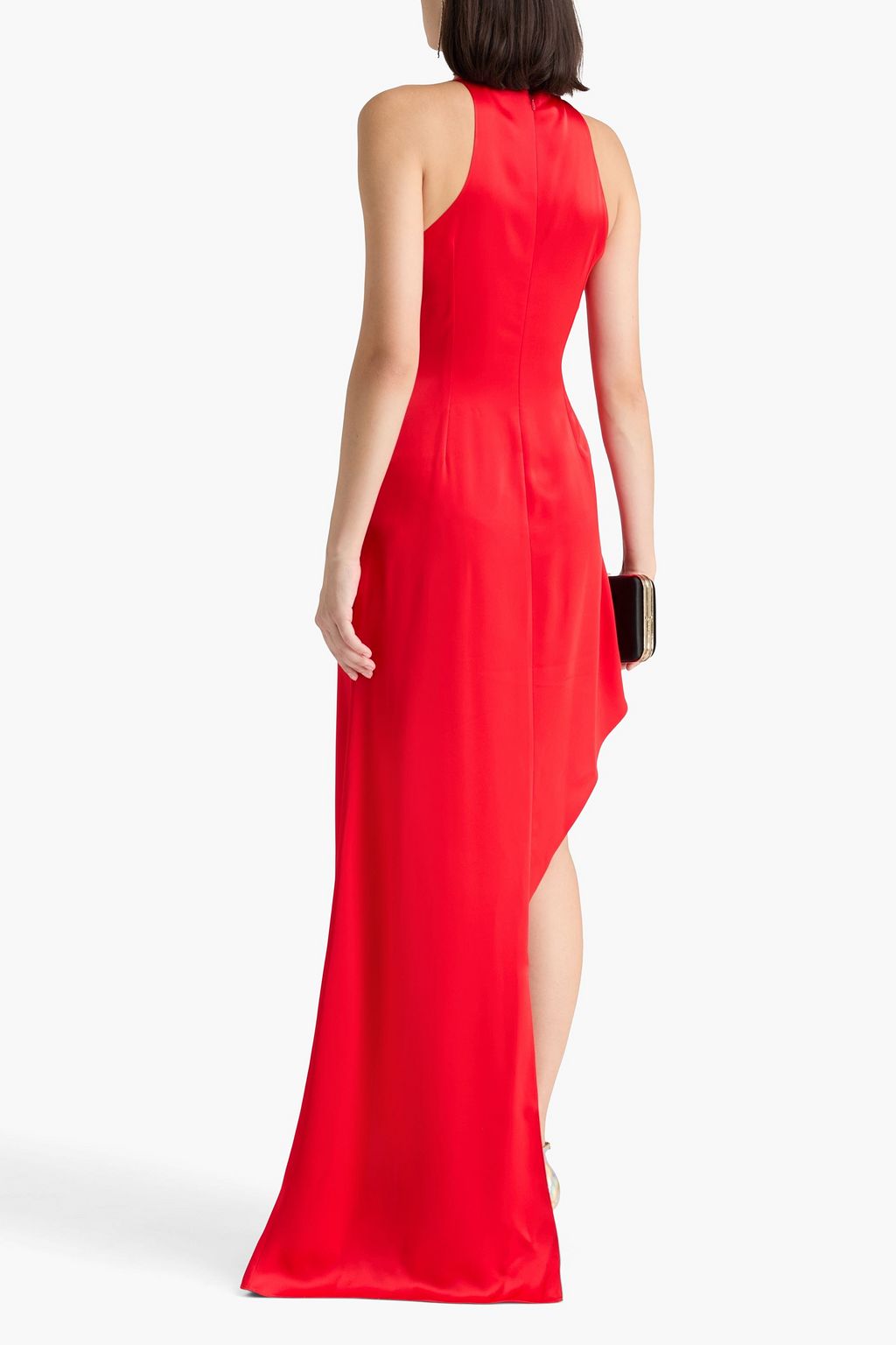 DAVID KOMA Asymmetric wrap-effect satin maxi dress