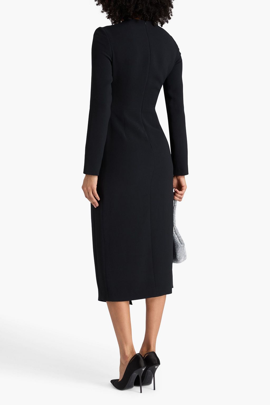 DAVID KOMA Asymmetric crystal-embellished crepe midi dress