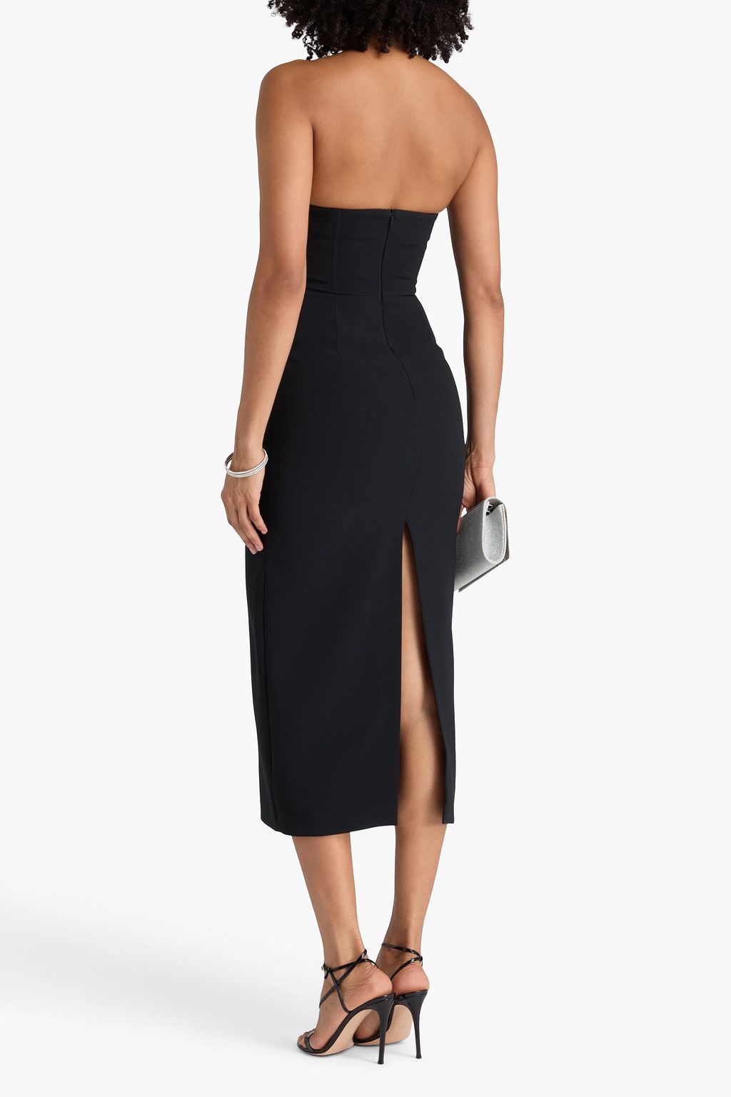 DAVID KOMA Strapless crystal-embellished crepe midi dress