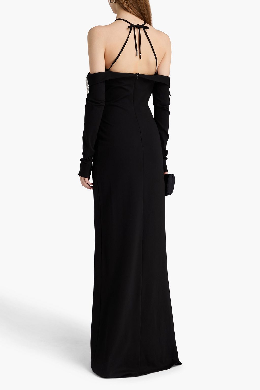 DAVID KOMA Embellished jersey halterneck gown