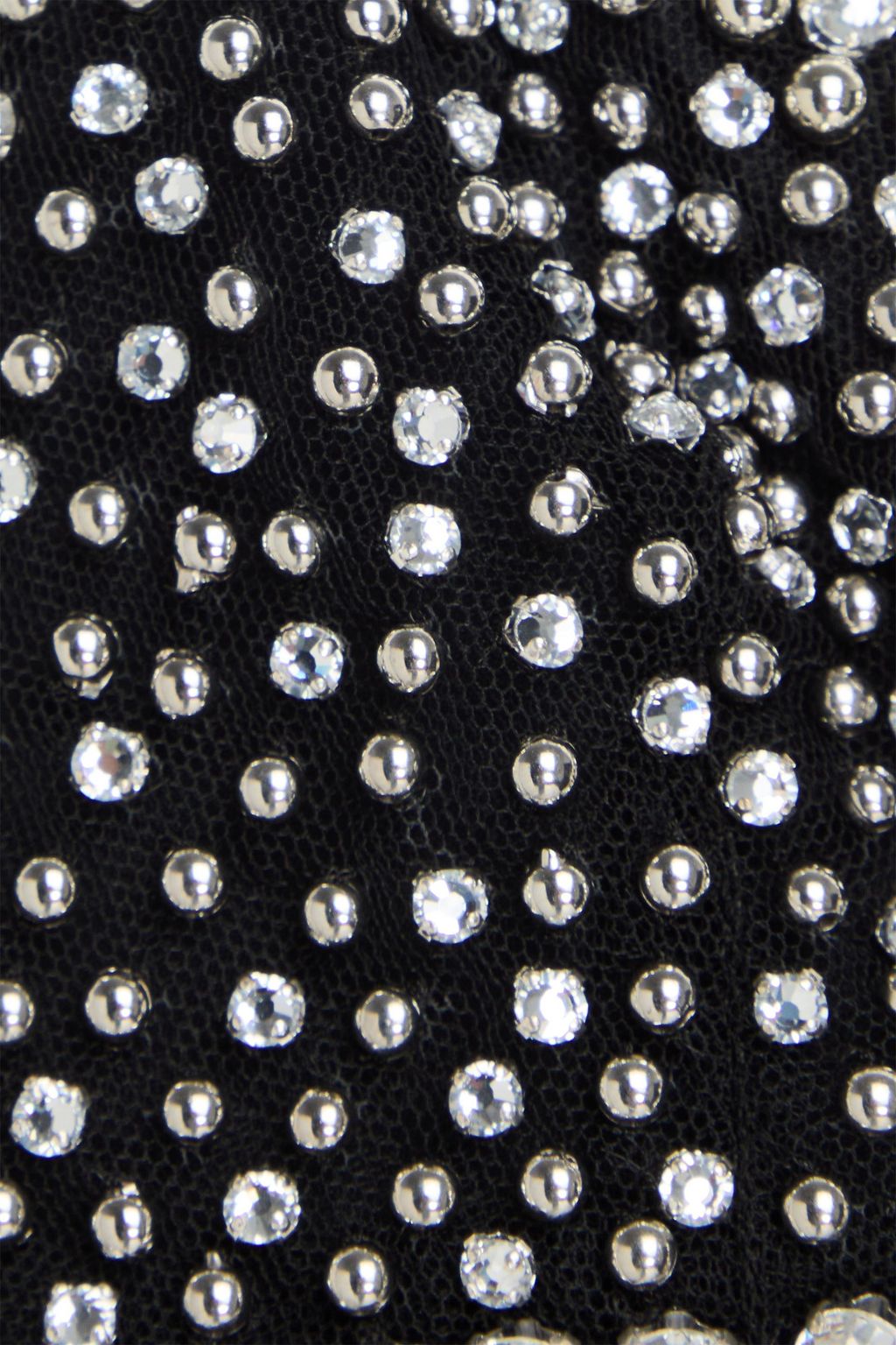 DAVID KOMA Crystal-embellished tulle-paneled satin gown