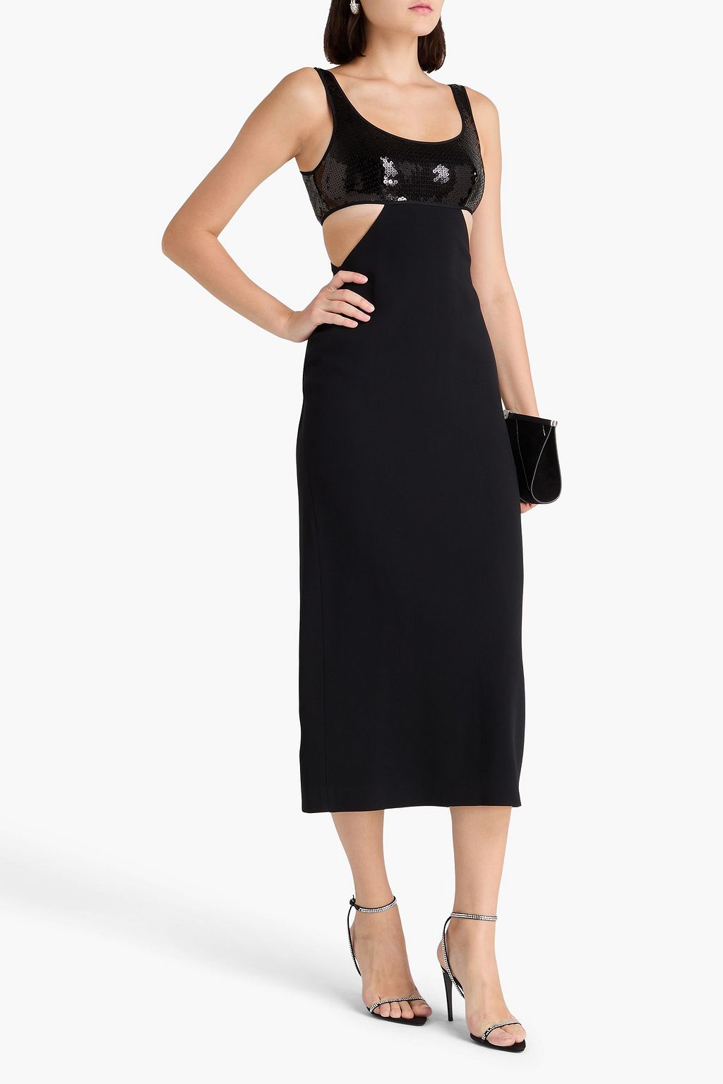 DAVID KOMA Cutout sequined crepe midi dress