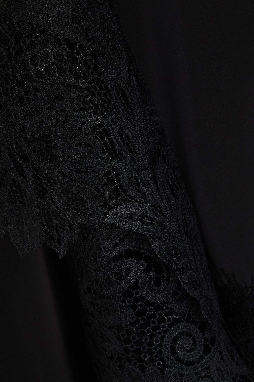 DAVID KOMA Lace-trimmed asymmetric satin maxi dress