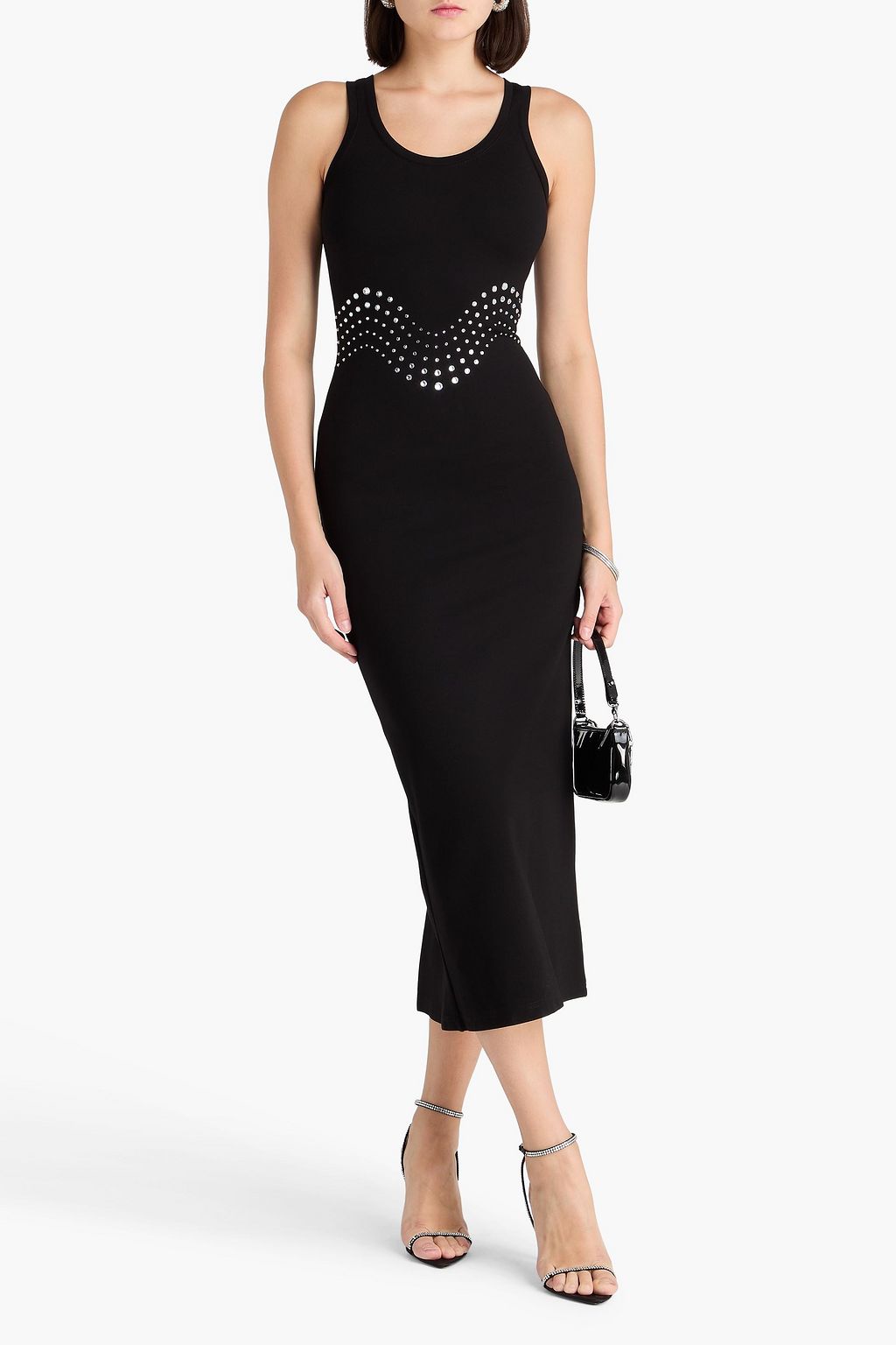 DAVID KOMA Crystal-embellished jersey midi dress