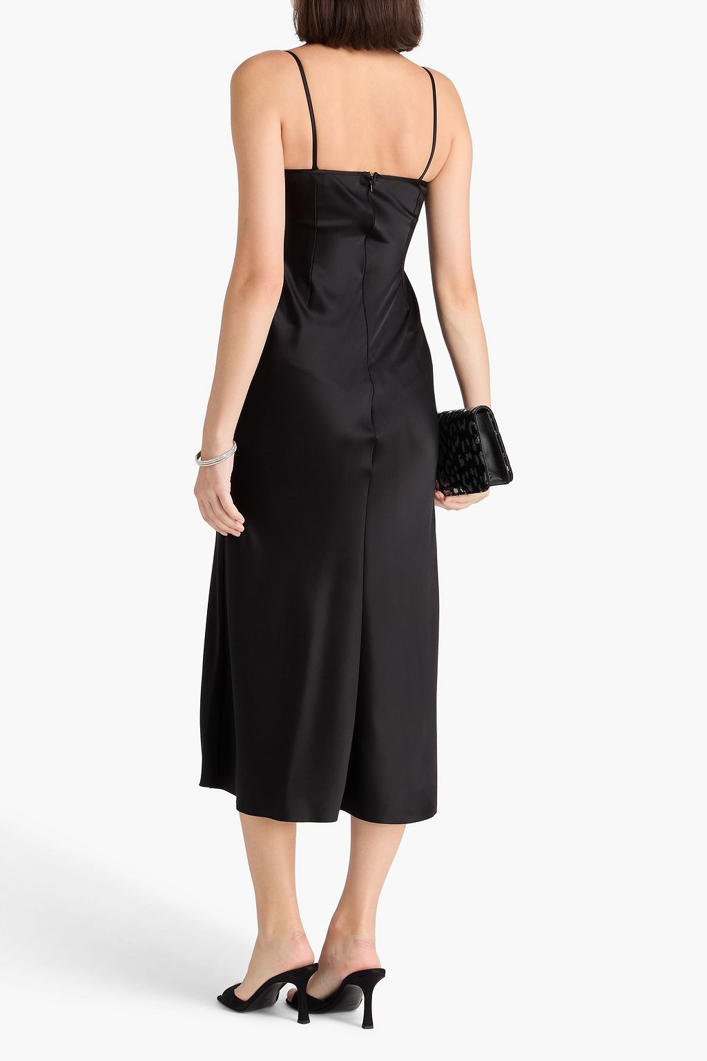 DAVID KOMA Crystal-embellished satin midi slip dress