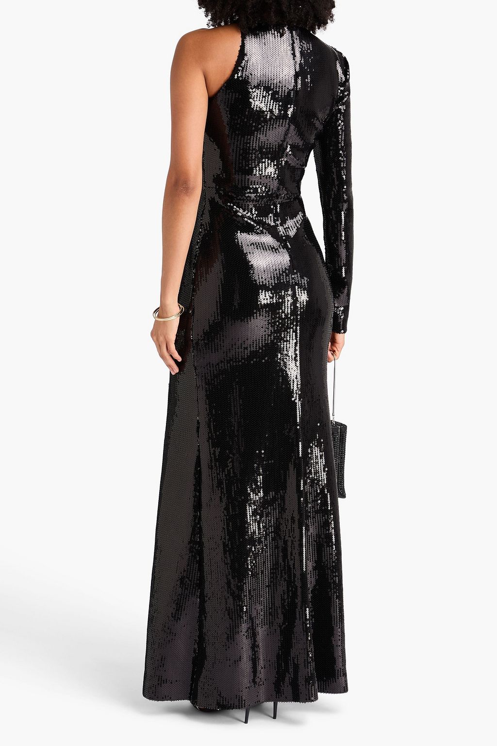 DAVID KOMA One-sleeve sequined tulle gown