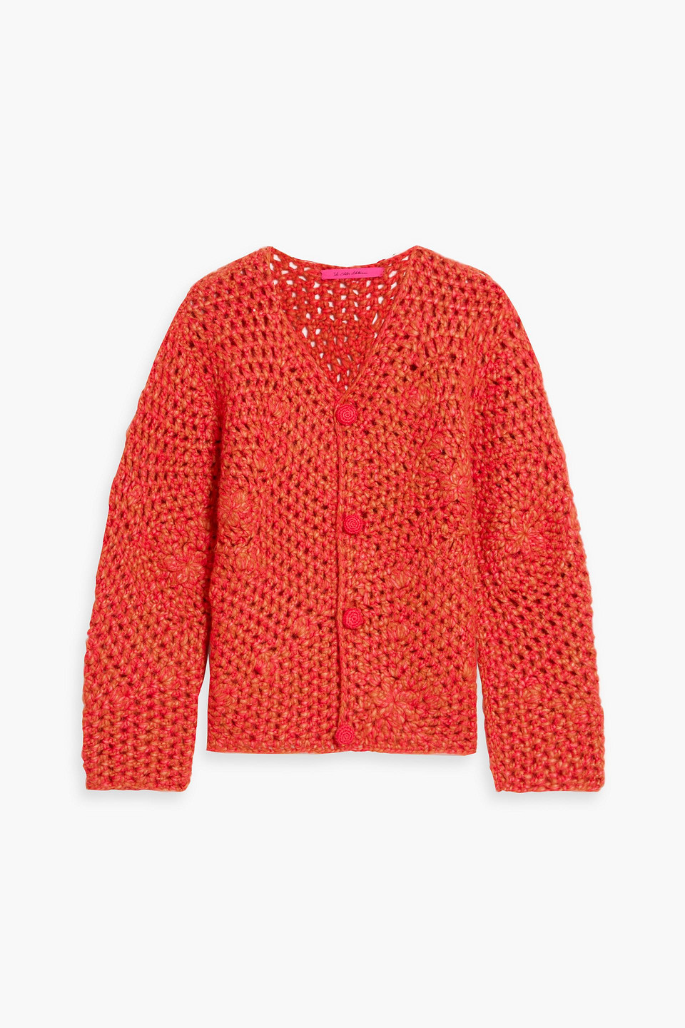 The Elder Statesman Crocheted Alpaca-blend Cardigan In Orange