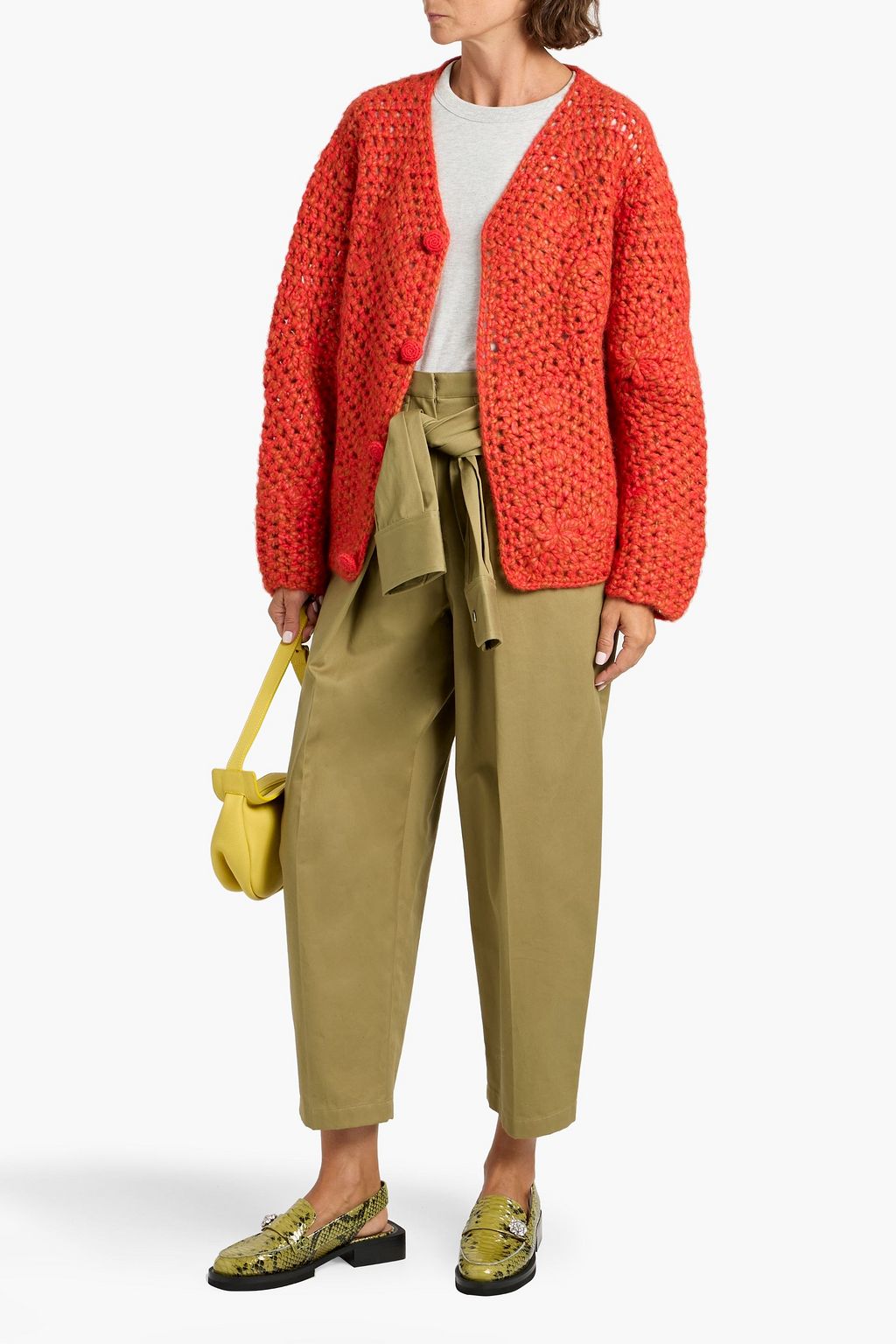 THE ELDER STATESMAN Crocheted alpaca-blend cardigan