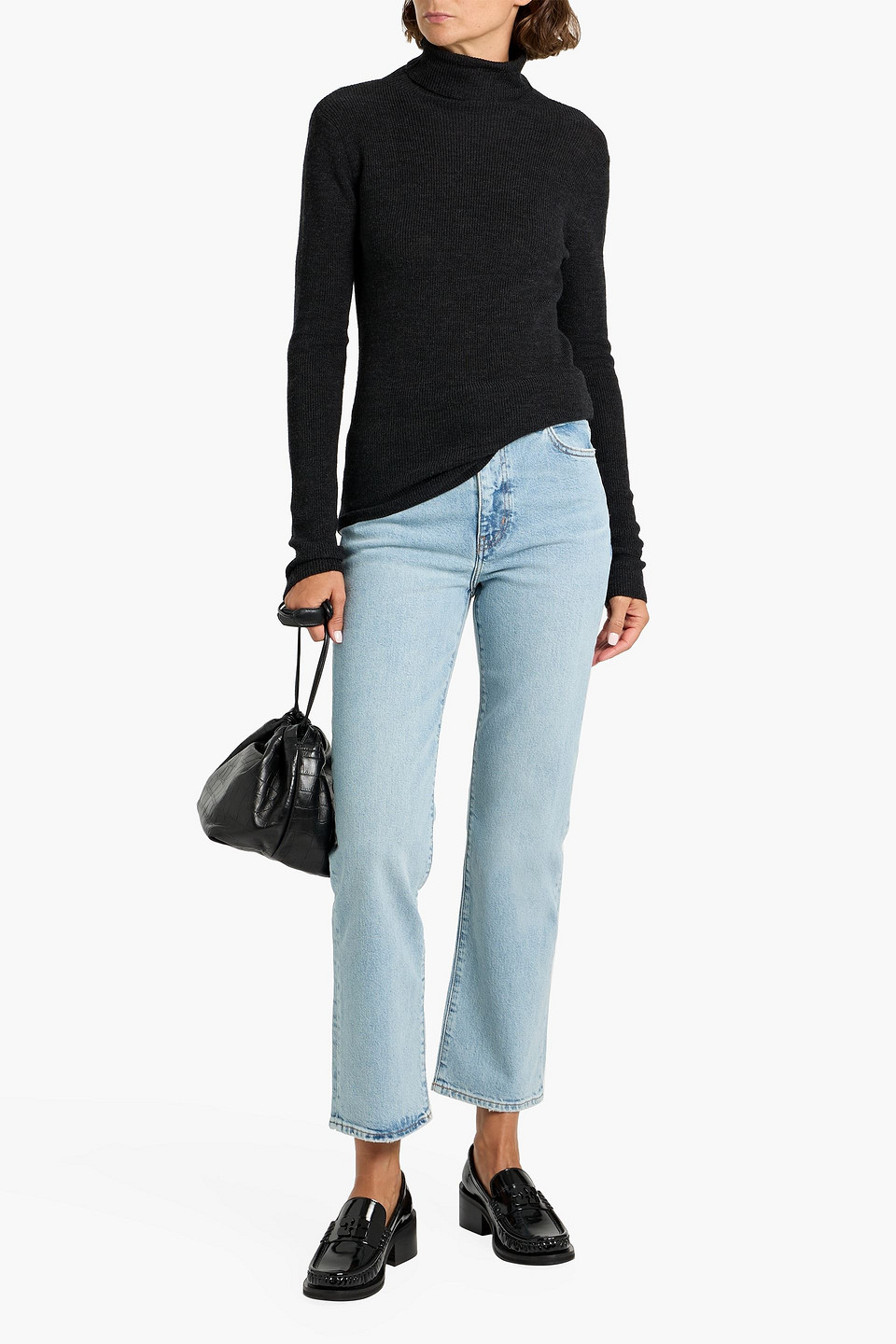 Frame The Pixie Ruler High-rise Straight-leg Jeans In Blue