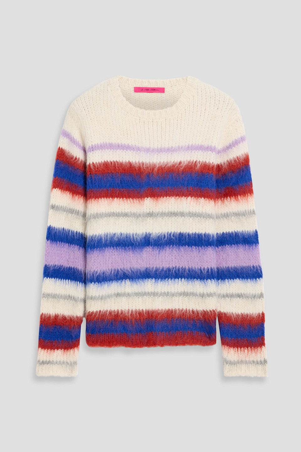 the elder statesman - thistle vineyard striped alpaca-blend sweater - white - l
