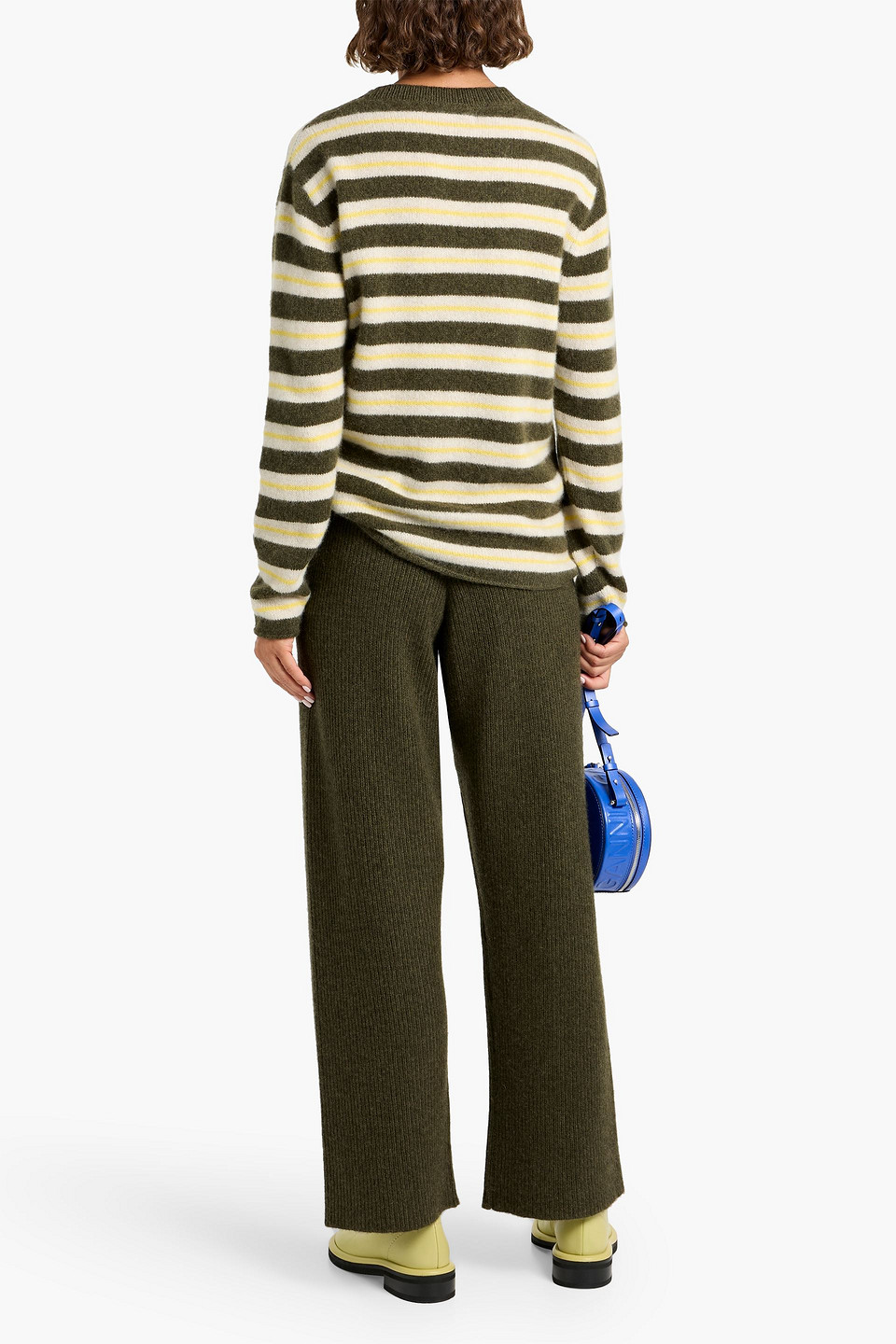 The Elder Statesman Ribbed Cashmere Track Pants In Green