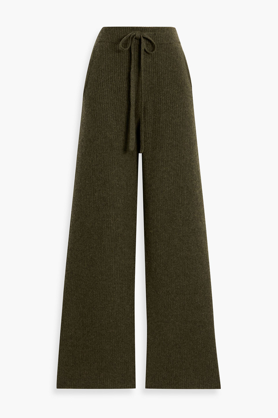 The Elder Statesman Ribbed Cashmere Track Pants In Green