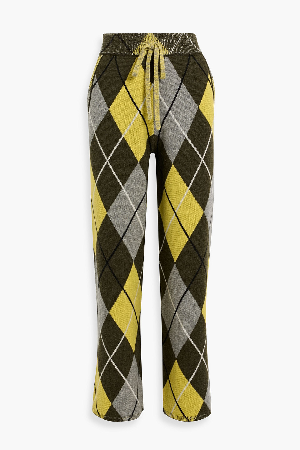 The Elder Statesman Argyle Intarsia Cashmere Track Pants In Multi