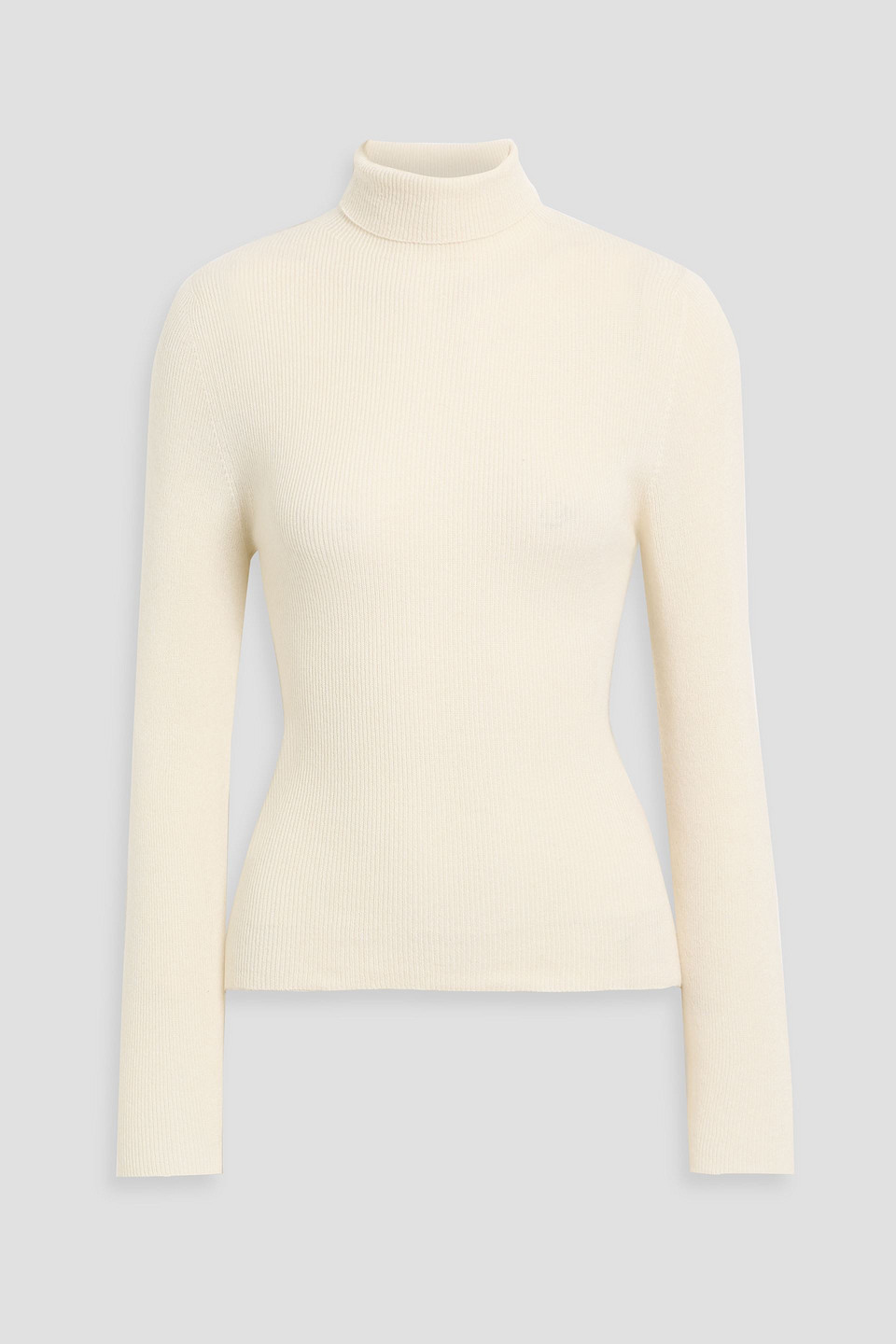 The Elder Statesman Delicash Ribbed Cashmere And Silk-blend Turtleneck Sweater In White