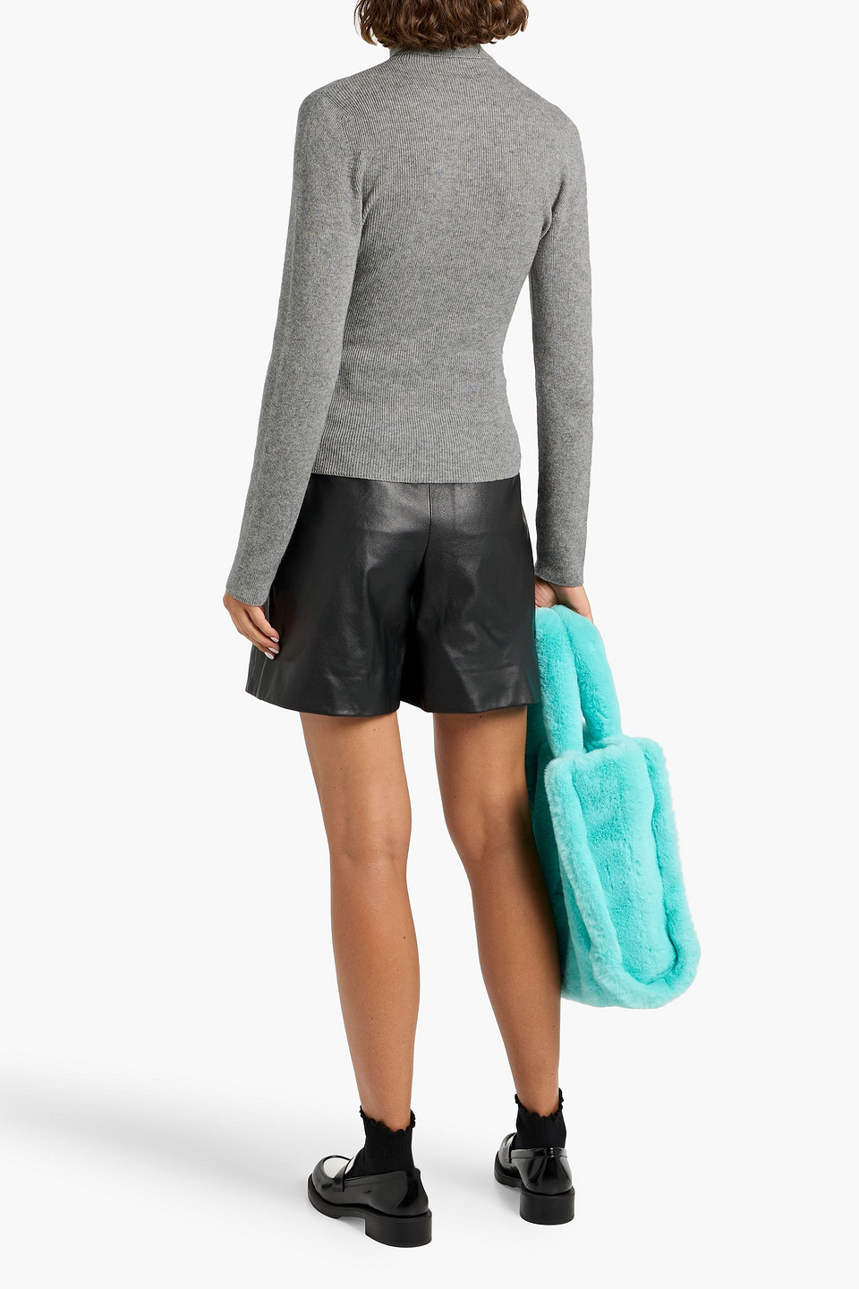 The Elder Statesman Delicash Ribbed Cashmere And Silk-blend Turtleneck Sweater In Gray