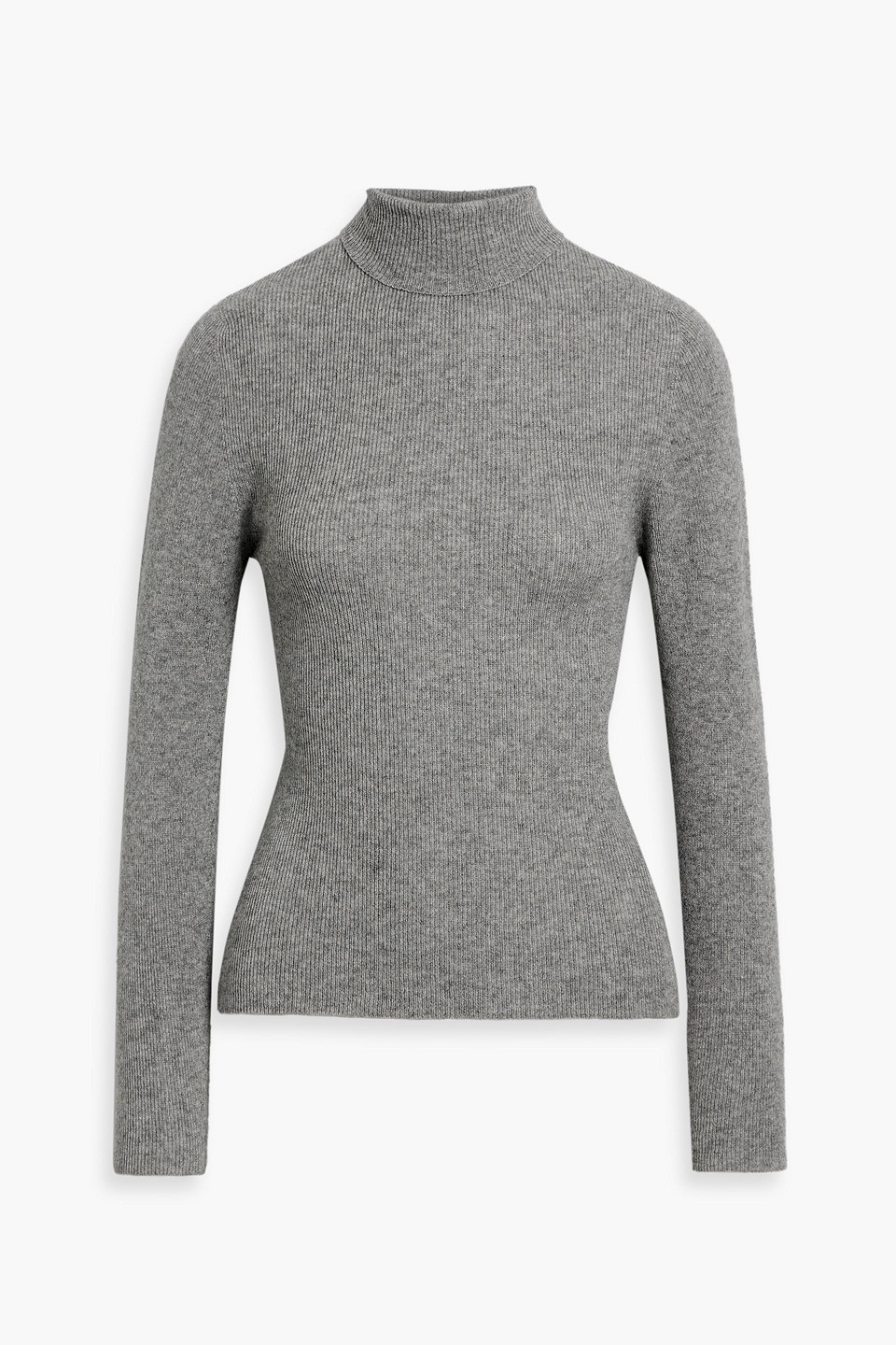 The Elder Statesman Delicash Ribbed Cashmere And Silk-blend Turtleneck Sweater In Gray