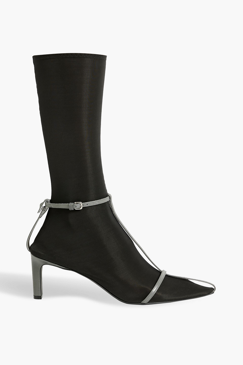 Jil Sander Leather And Stretch-jersey Ankle Boots In Black