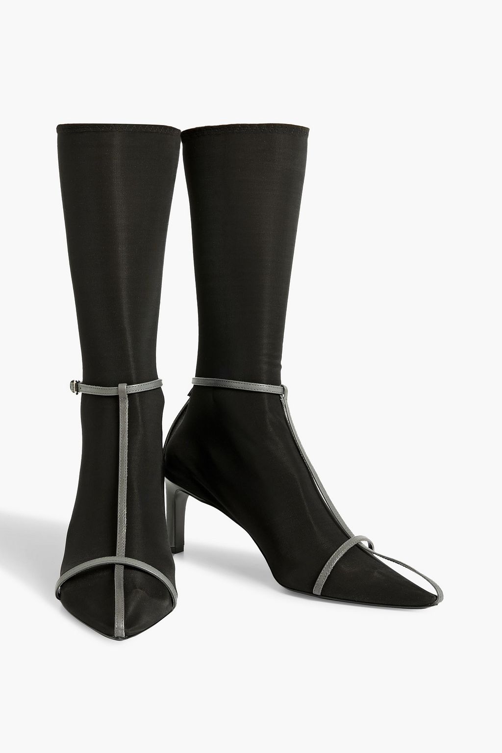 JIL SANDER Leather and stretch-jersey ankle boots