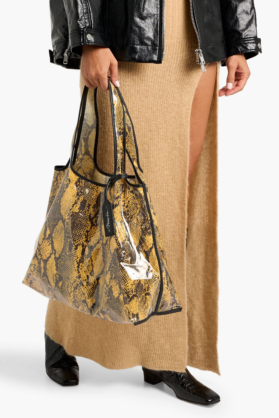 3.1 Phillip Lim Snake-print Vinyl Tote In Orange