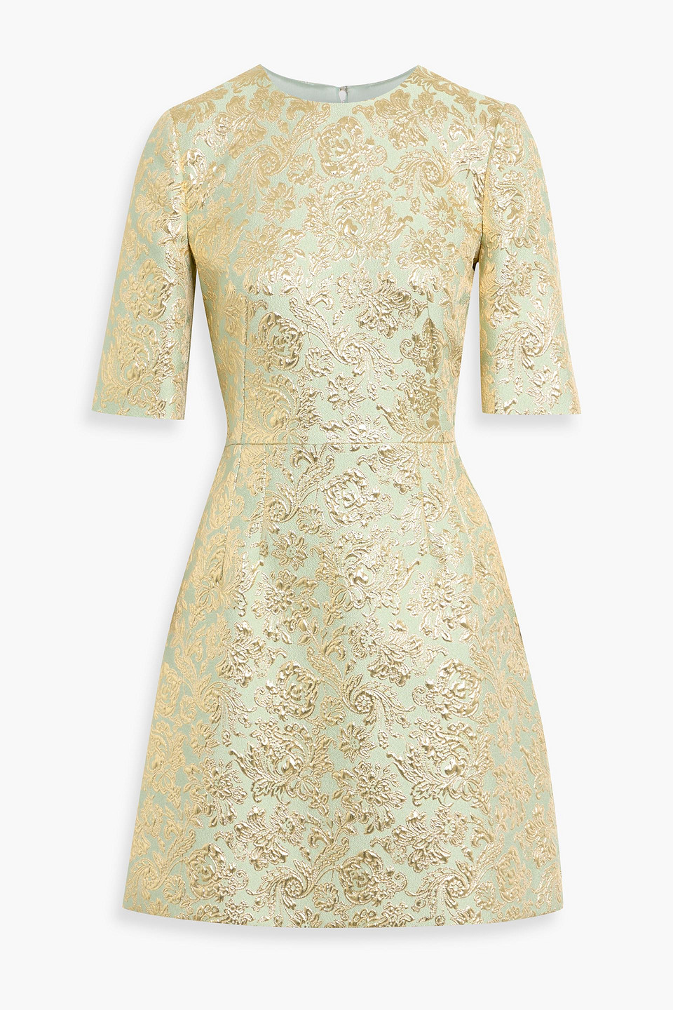 Dolce & Gabbana Metallic Brocade Mini Dress In Brown
