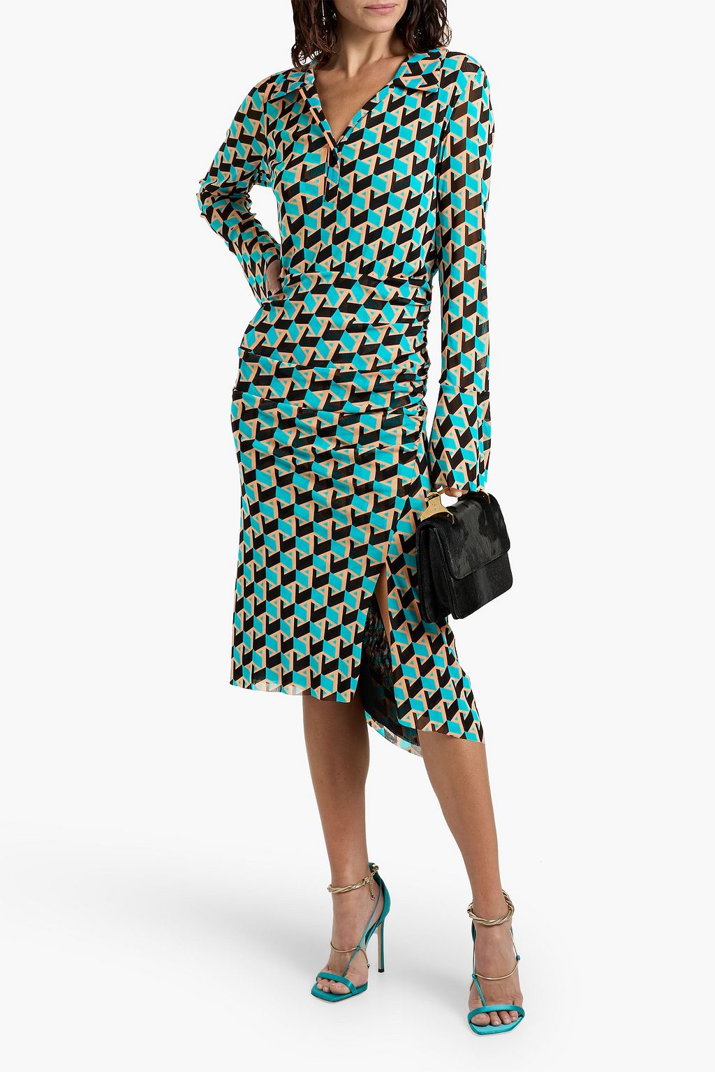 DIANE VON FURSTENBERG Lilly printed stretch-mesh midi dress