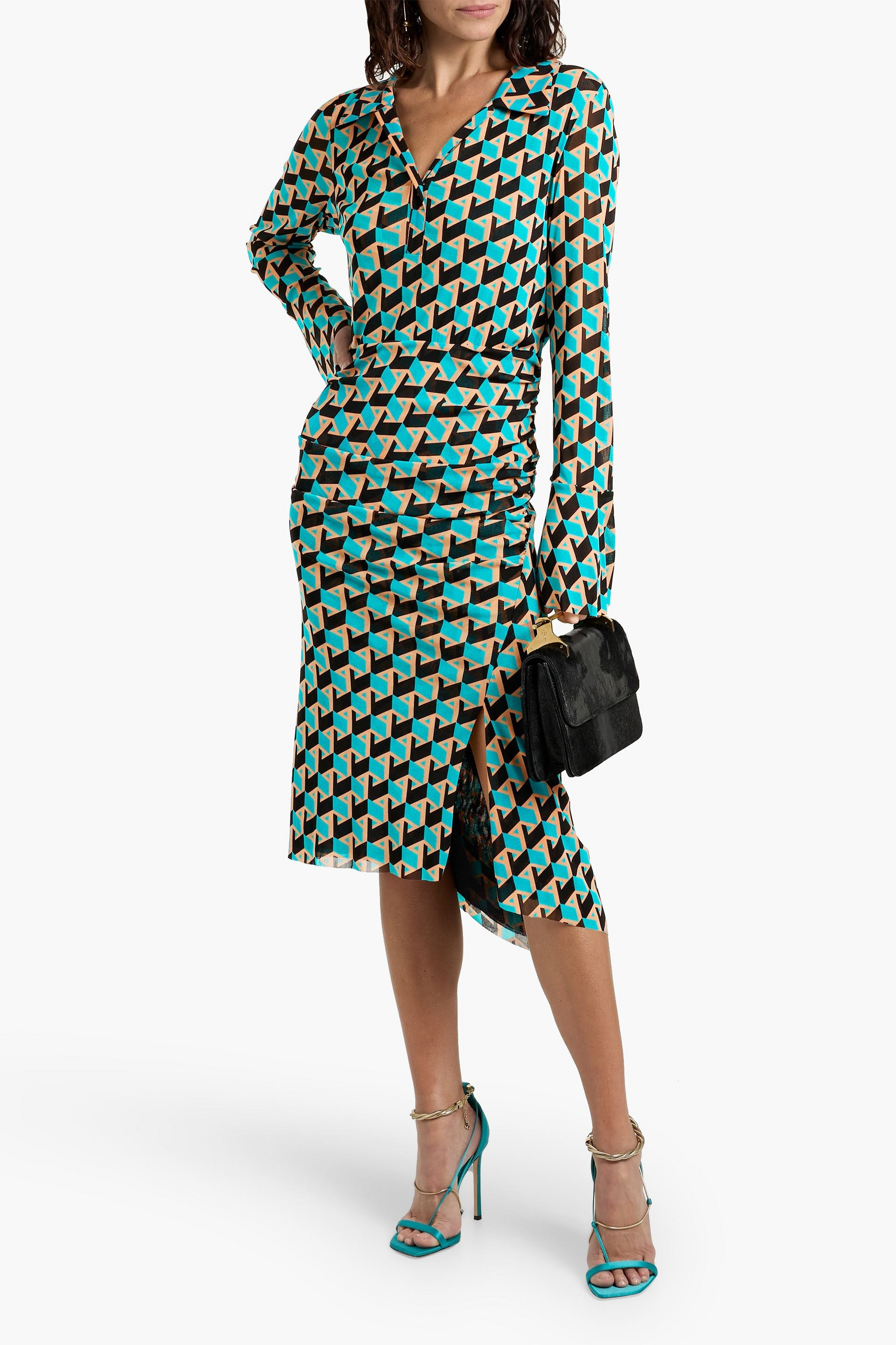 Diane von Furstenberg Lilly printed stretch-mesh midi dress