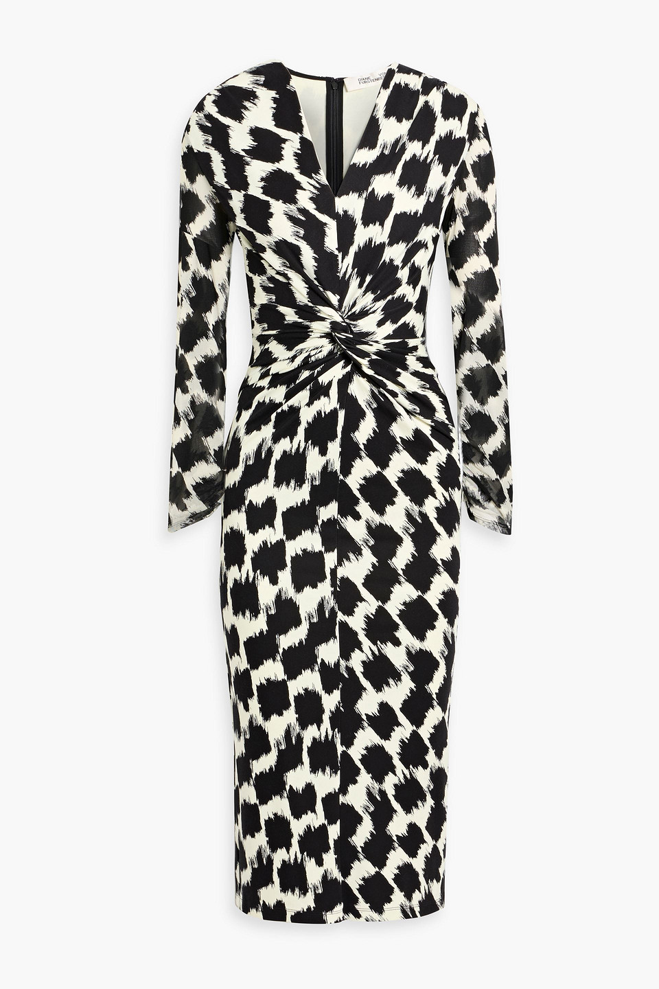 Diane Von Furstenberg Libra Twisted Printed Stretch-jersey Midi Dress In Black