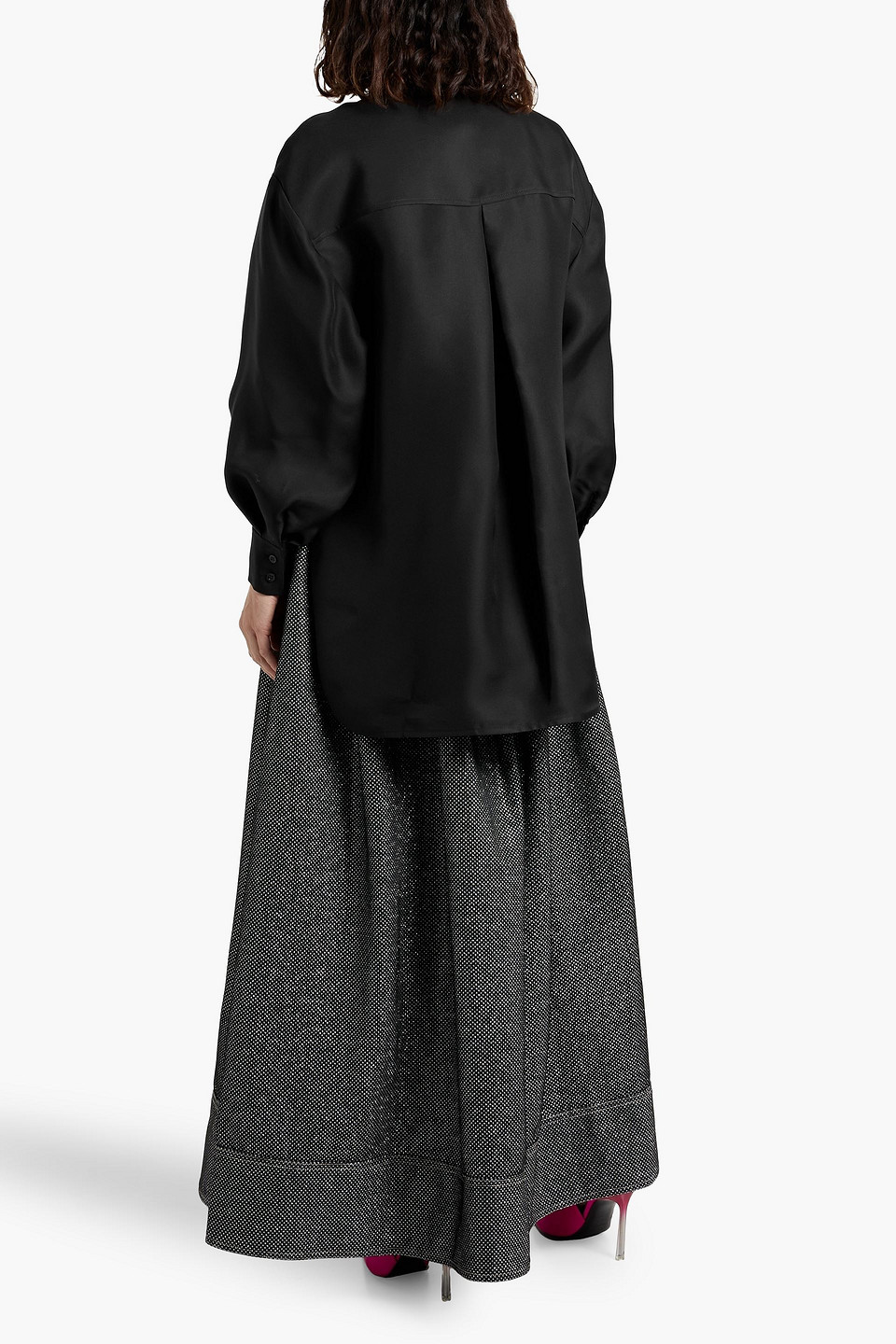 Carolina Herrera Oversized Silk Shirt In Black