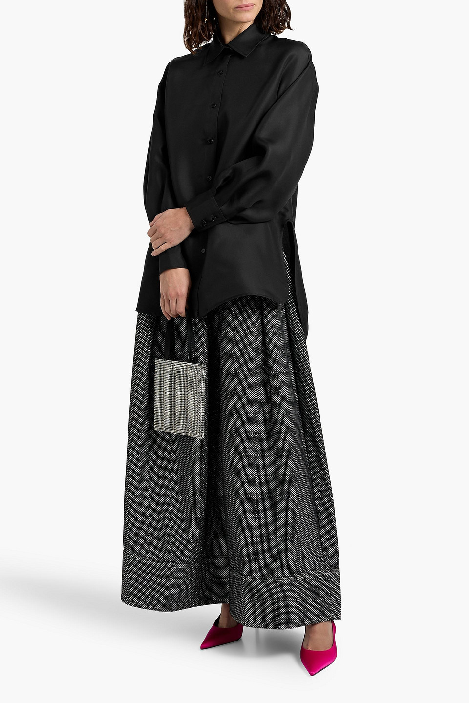 Carolina Herrera Oversized Silk Shirt In Black