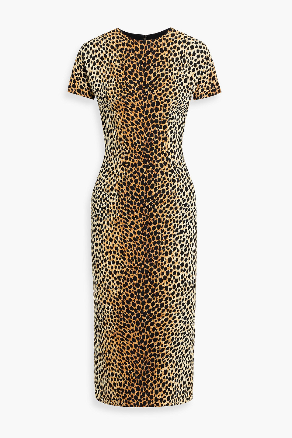 Dolce & Gabbana Leopard-print Silk-blend Midi Dress In Brown