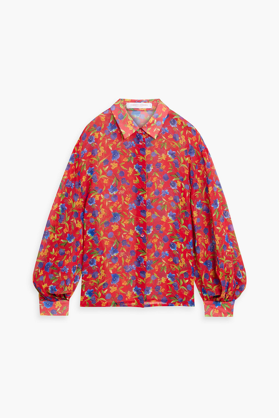 carolina herrera - floral-print chiffon shirt - red - us 6