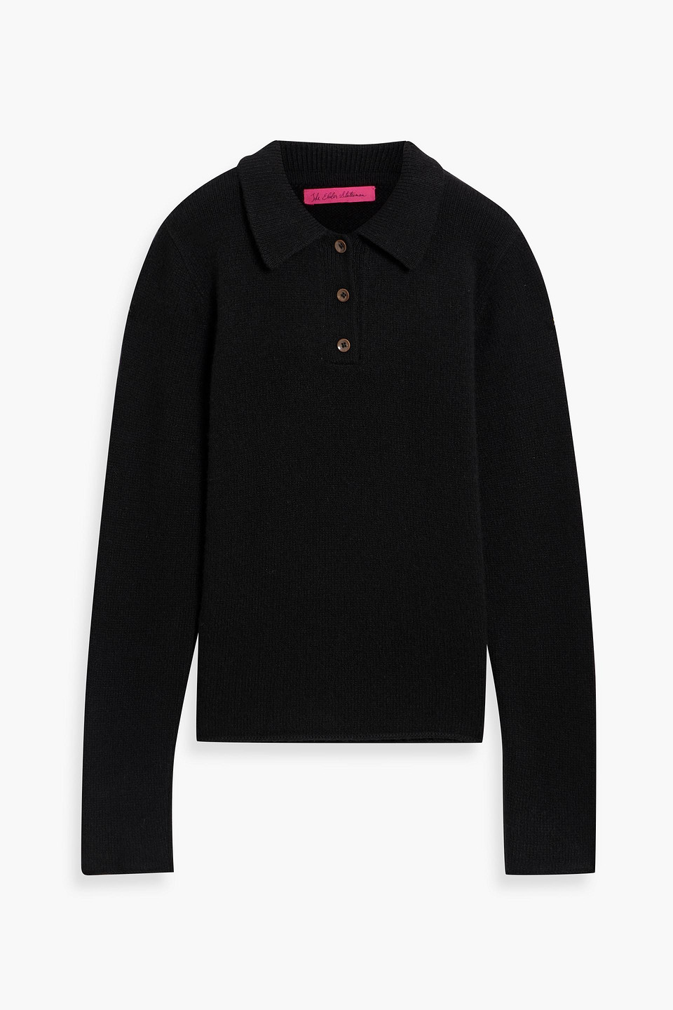 The Elder Statesman Cashmere Polo Sweater In Black