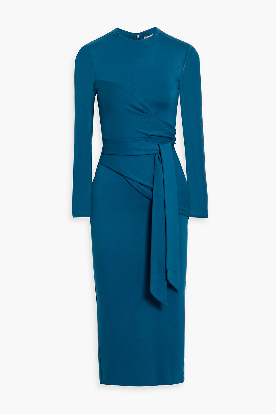 Diane Von Furstenberg Finan Mesh-paneled Stretch-jersey Midi Dress In Blue