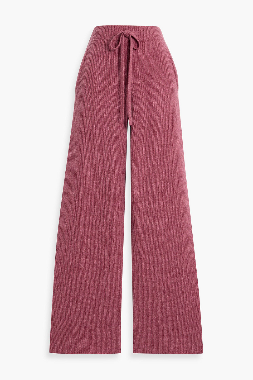 The Elder Statesman Ribbed Cashmere Track Pants In Purple