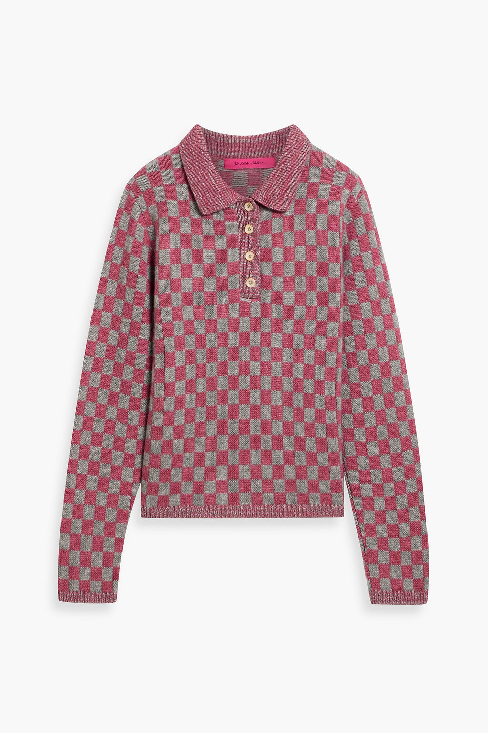The Elder Statesman Checked Cashmere Polo Sweater In Multi
