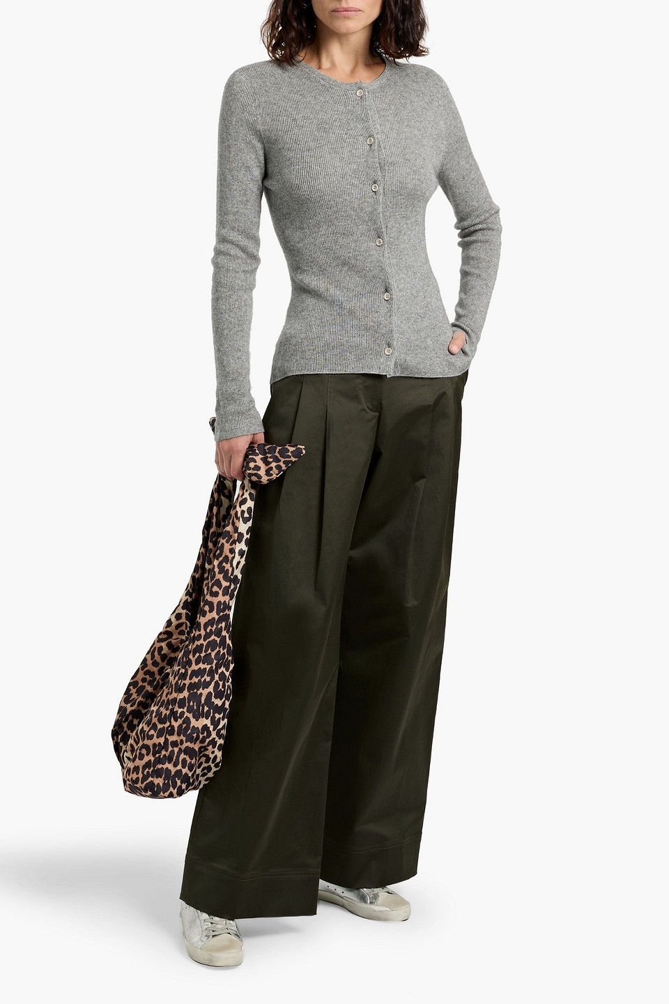 The Elder Statesman Delicash Ribbed Cashmere And Silk-blend Cardigan In Gray