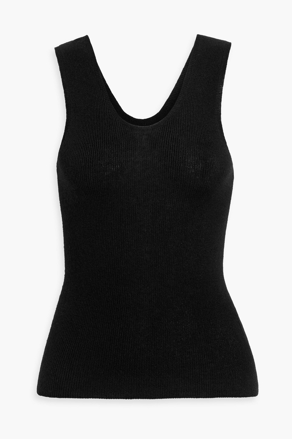 The Elder Statesman Delicash Ribbed Cashmere And Silk-blend Tank In Black