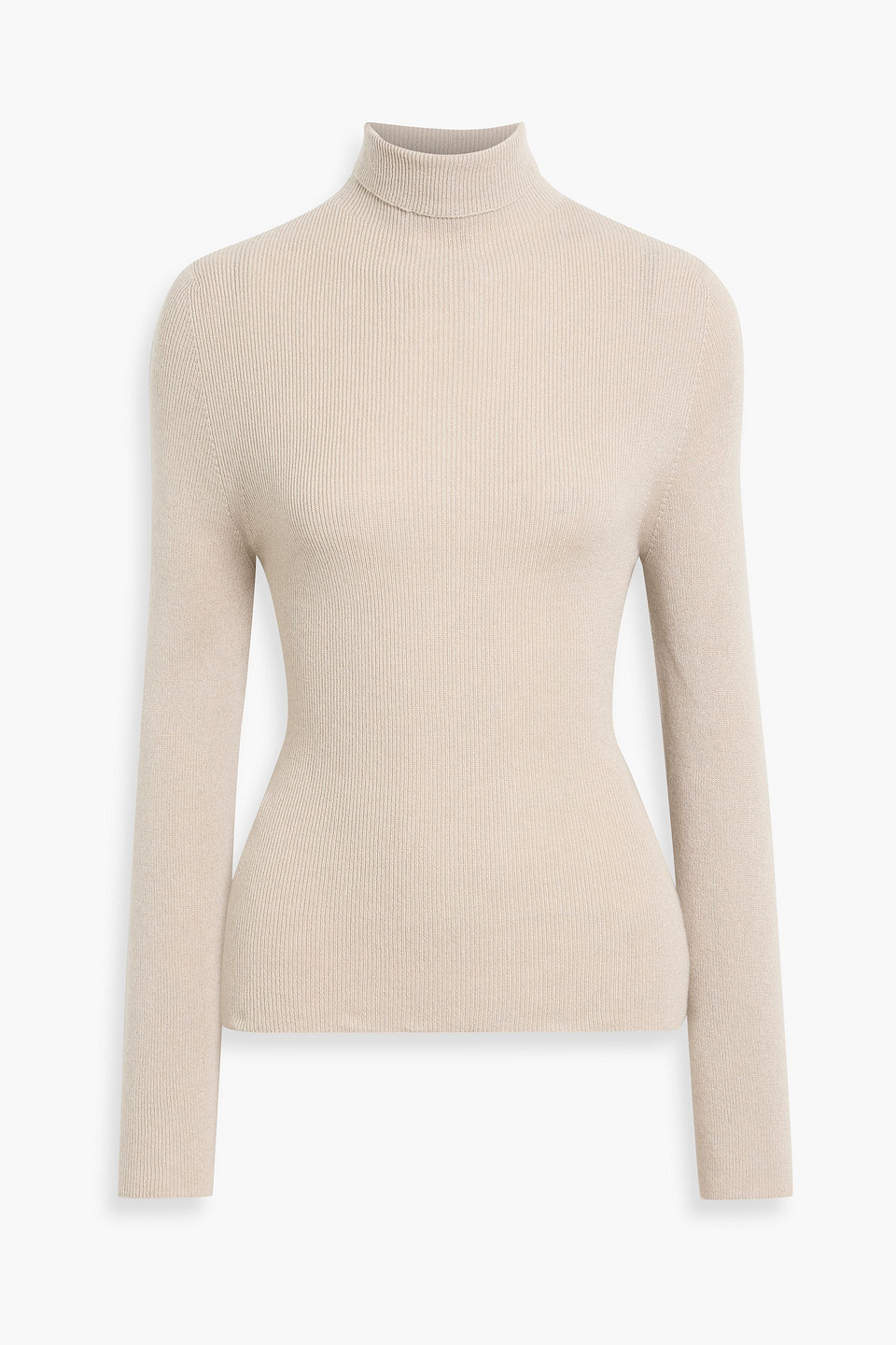 The Elder Statesman Delicash Ribbed Cashmere And Silk-blend Turtleneck Sweater In Neutral