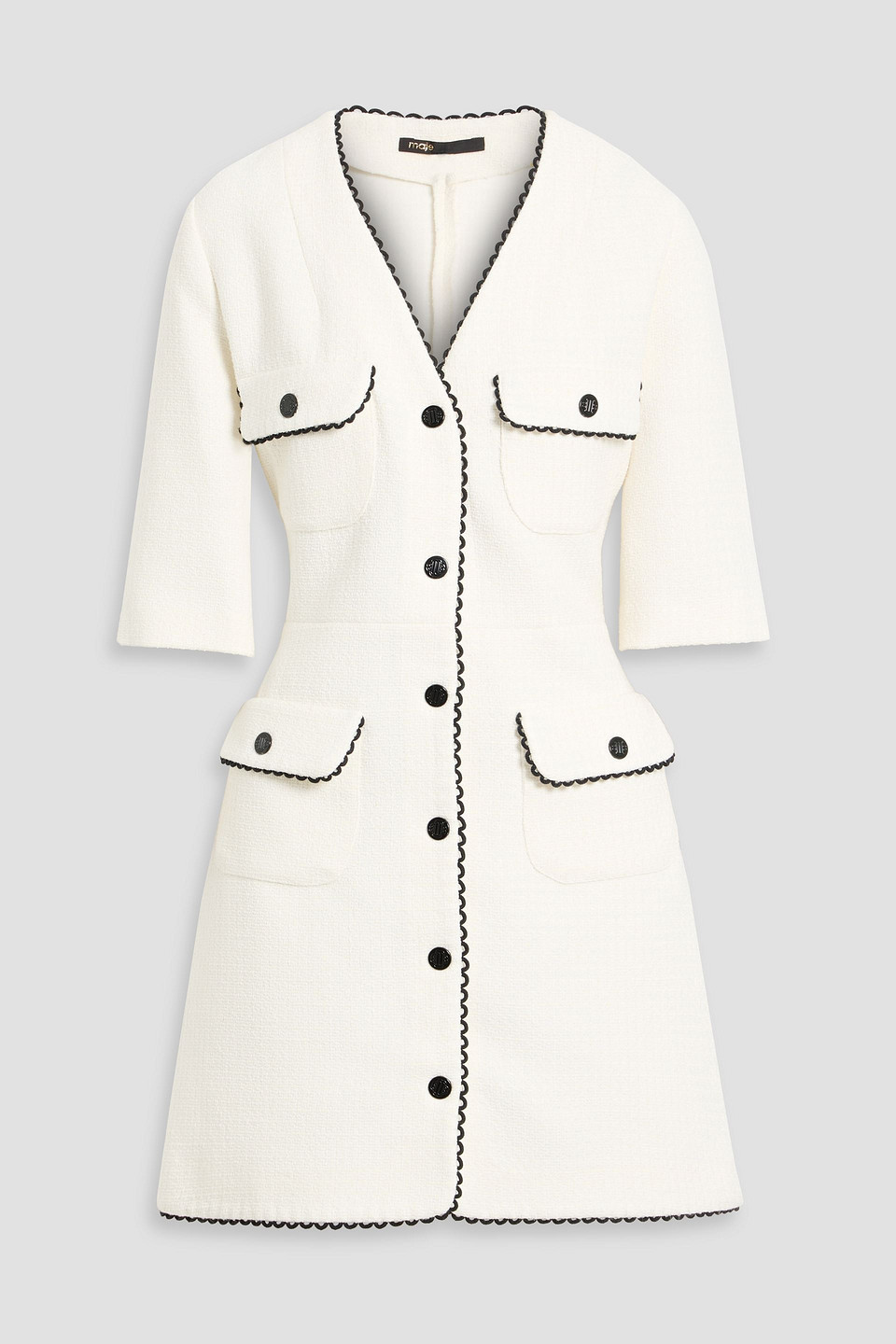 Maje Tweed Mini Dress In White