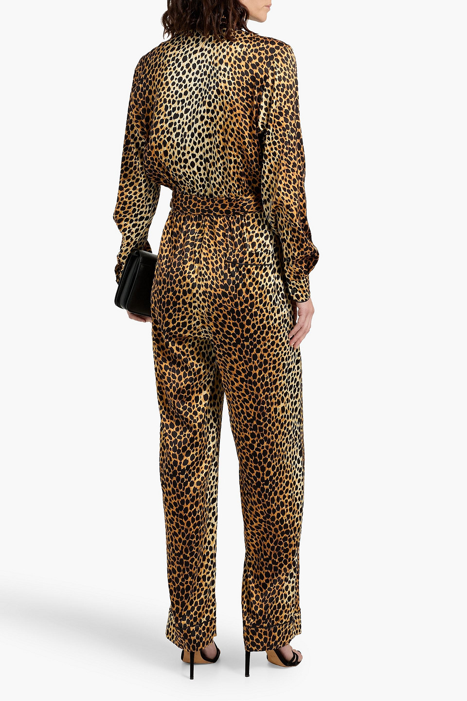 Dolce & Gabbana Leopard-print Silk-blend Satin Jumpsuit In Brown
