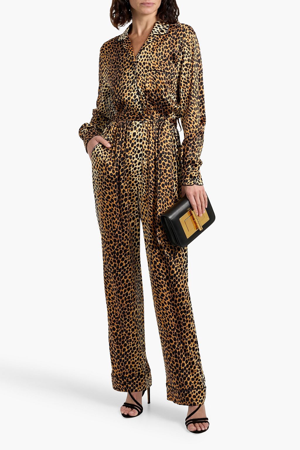 DOLCE&GABBANA Leopard-print silk-blend satin jumpsuit