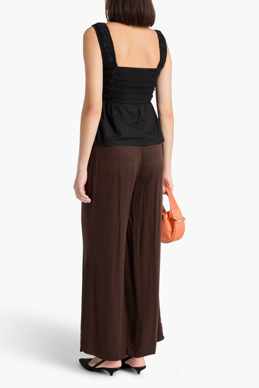 GANNI Cotton-poplin peplum top