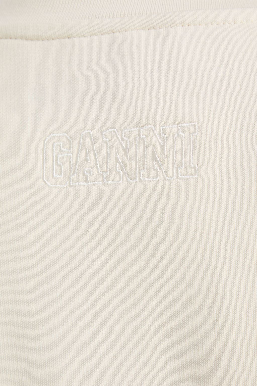 GANNI コットン混フリース スウェットシャツ 刺繍