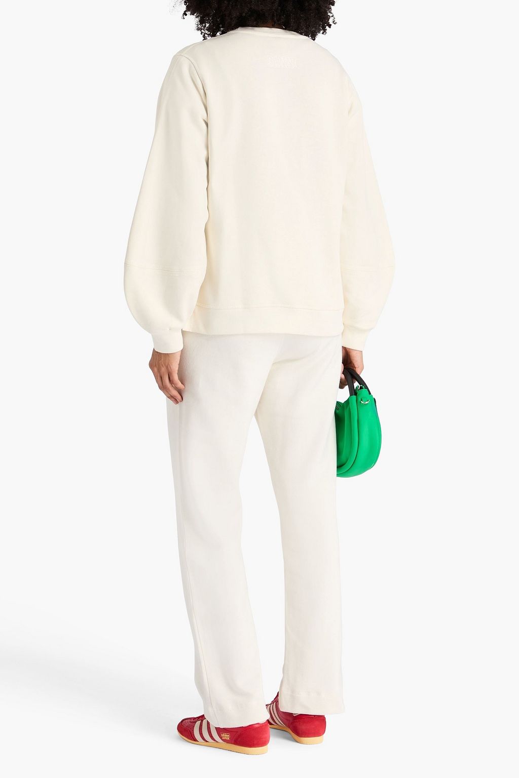 GANNI コットン混フリース スウェットシャツ 刺繍