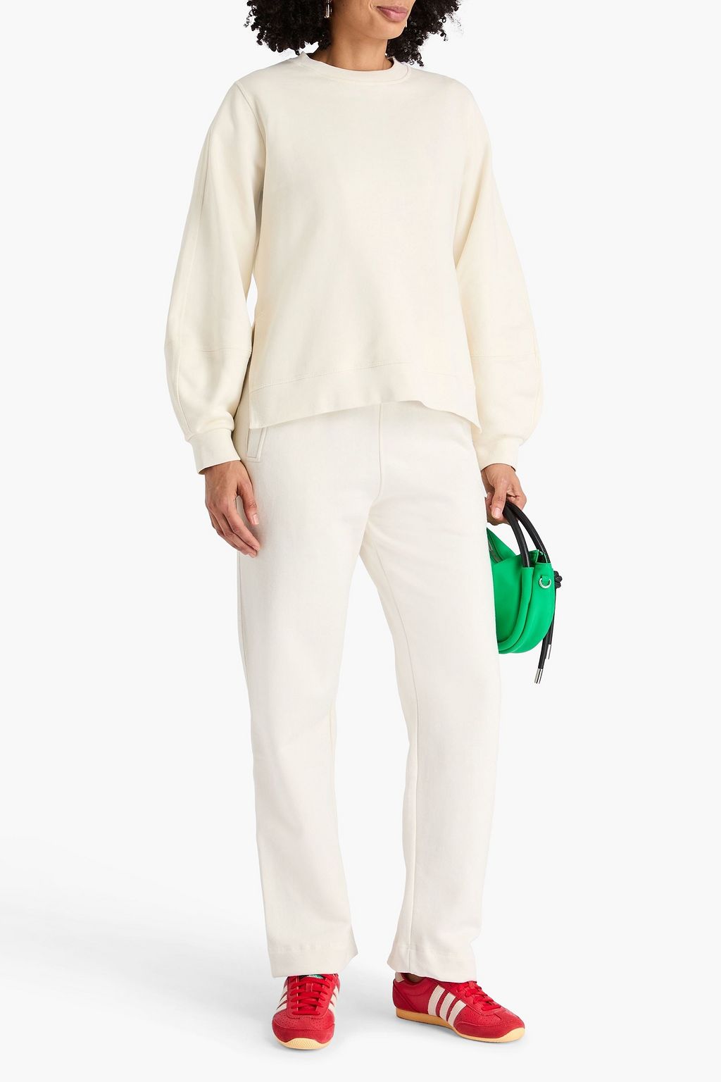 GANNI コットン混フリース スウェットシャツ 刺繍